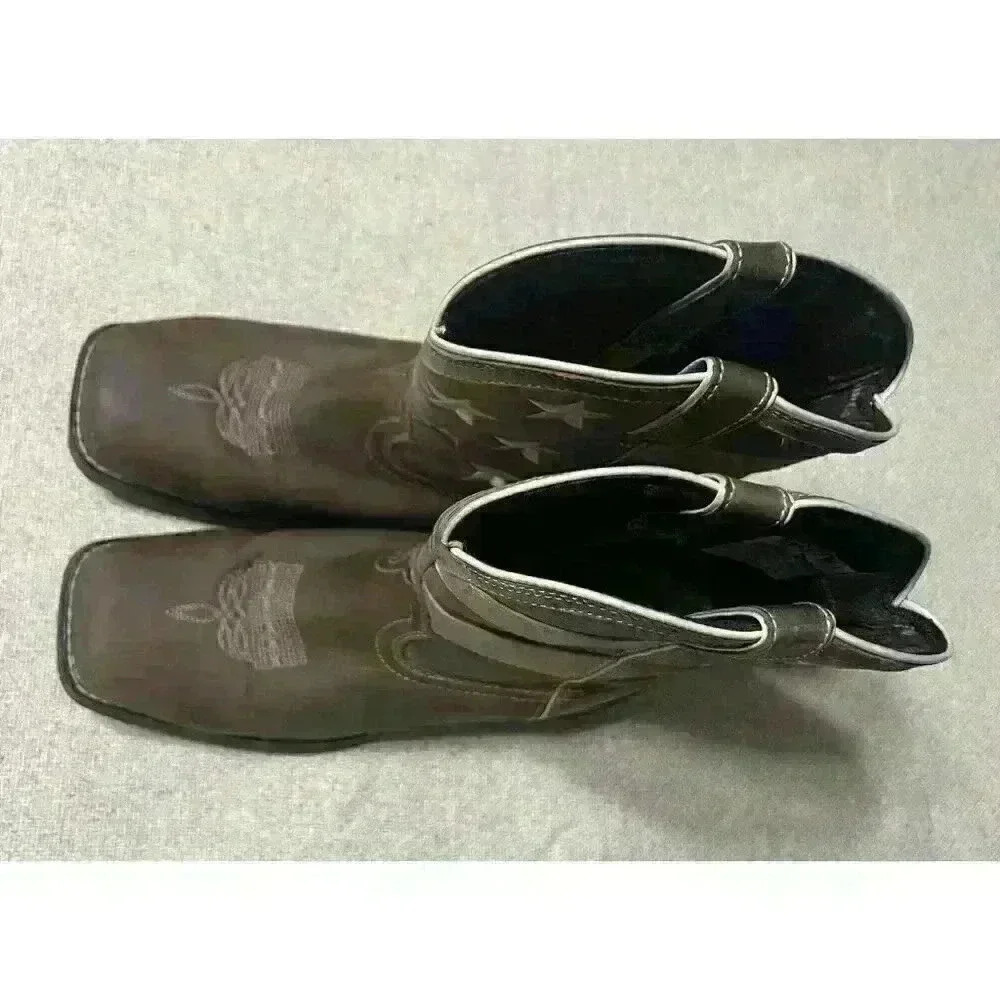 Durango Brown Union Flag Patriotic Western Boots Kids 8” Size US 6M - Picture 13 of 14